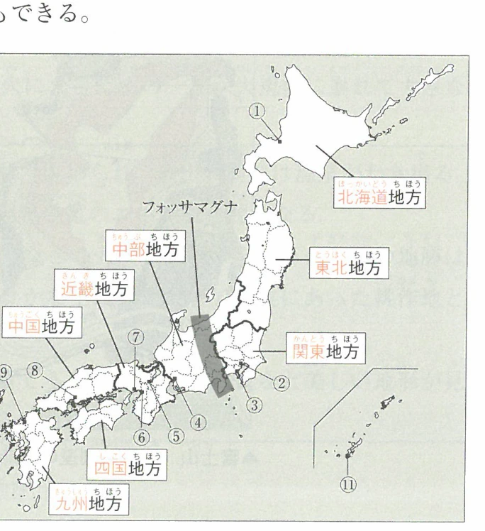 日本の地方区分とフォッサマグナ