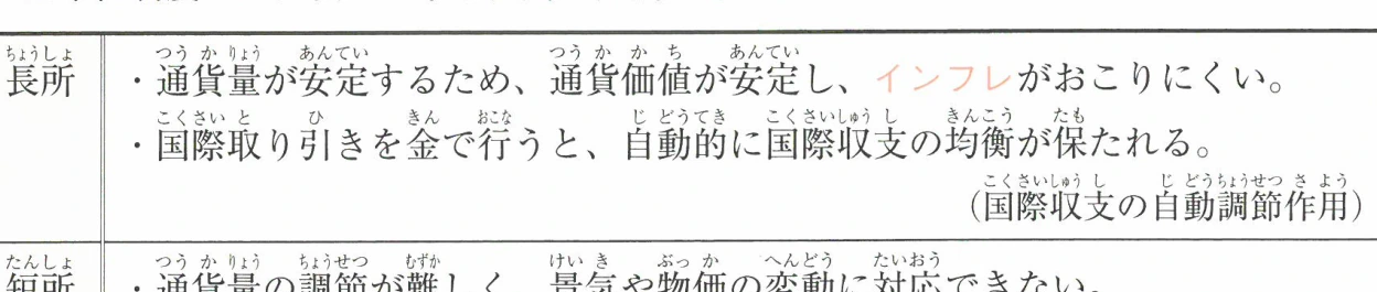 金本位制度の長所と短所