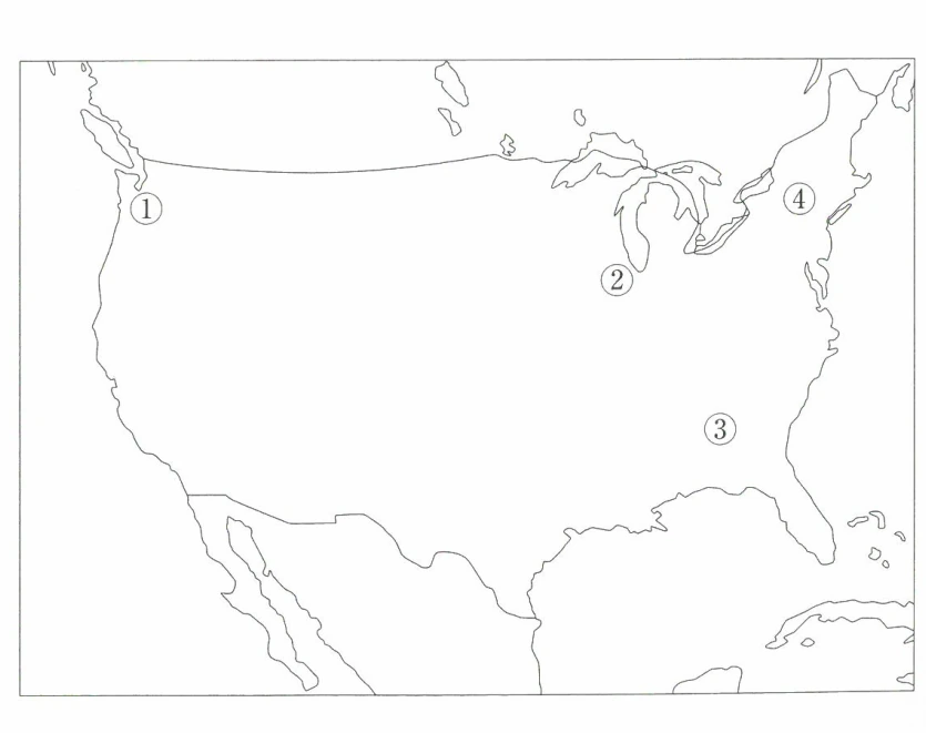 公民権運動の発端となった都市の位置を示すアメリカ地図
